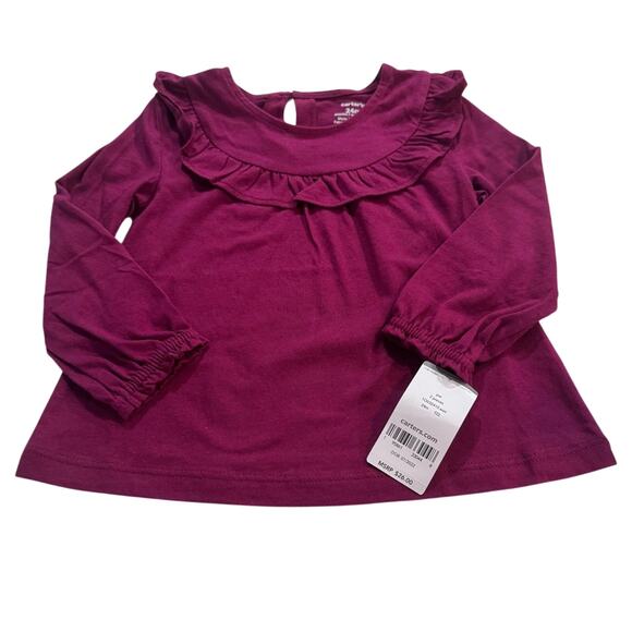 Carter's Other - Carter's Toddler Girl 24M Long Sleeve Magenta Ruffled Top NWT